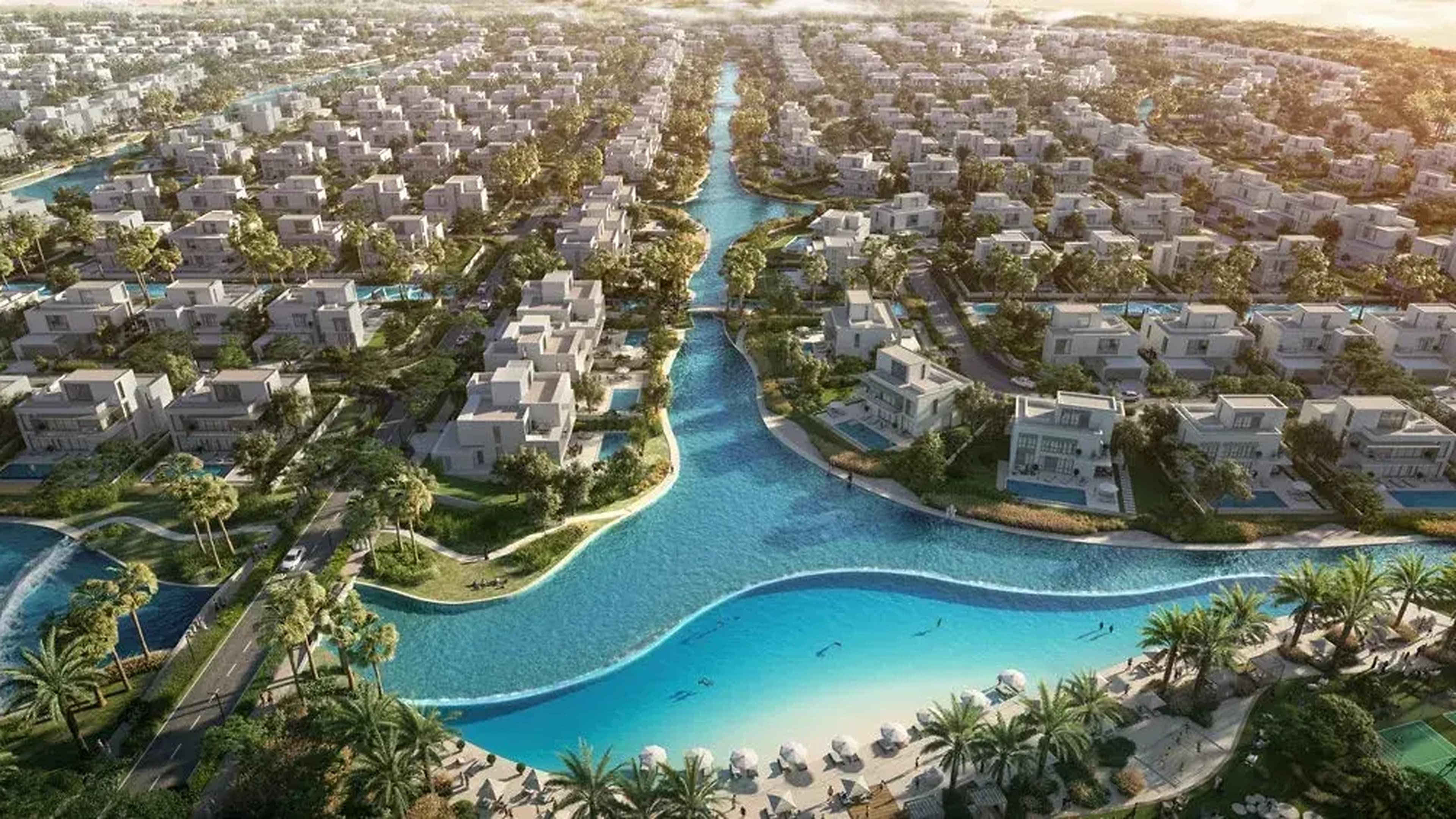 The Oasis by Emaar — lagoon villa community aerial view