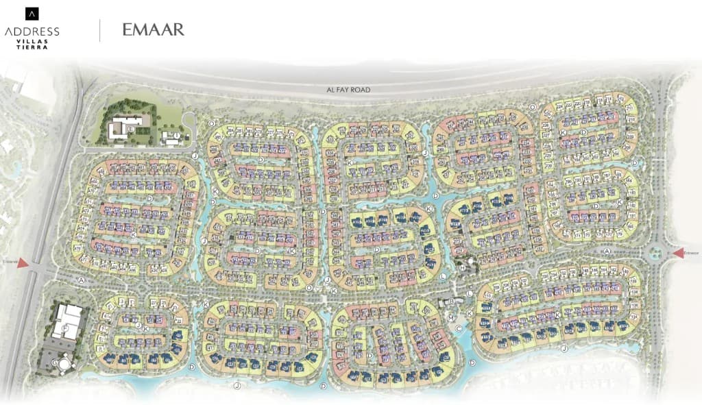 Address Villas Tierra master community map within The Oasis by Emaar, Dubai