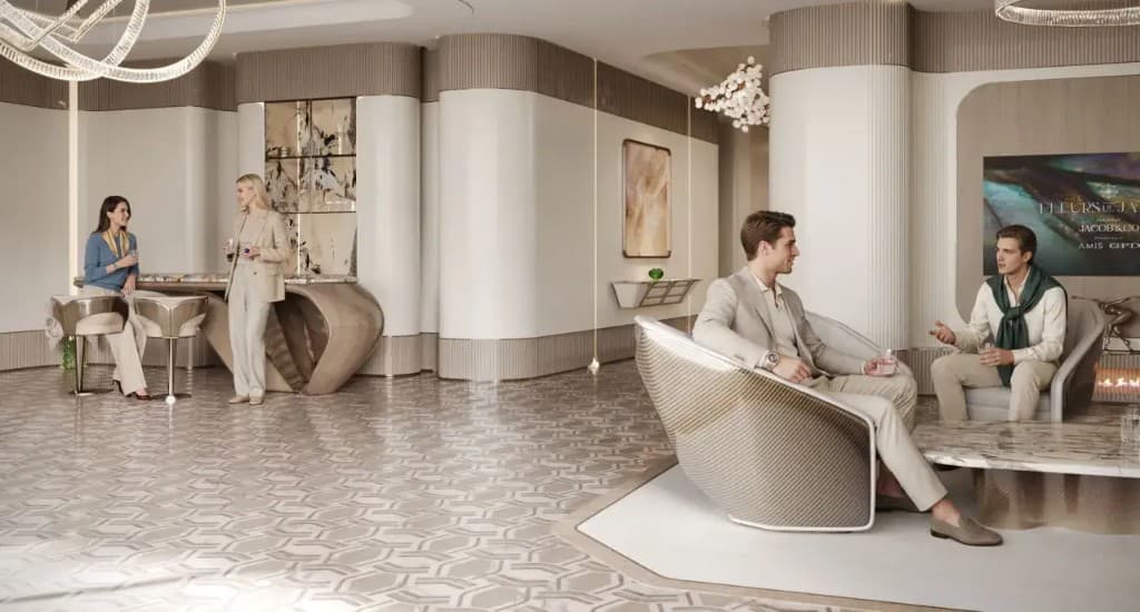 Fleurs de Jardin villa interior living room with Jacob & Co bespoke finishes and open-plan layout